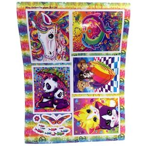 Vtg Lisa Frank Panda Unicorn Cat Dog Dolphin Fish Butterfly Heart‎ Jumbo Sticker